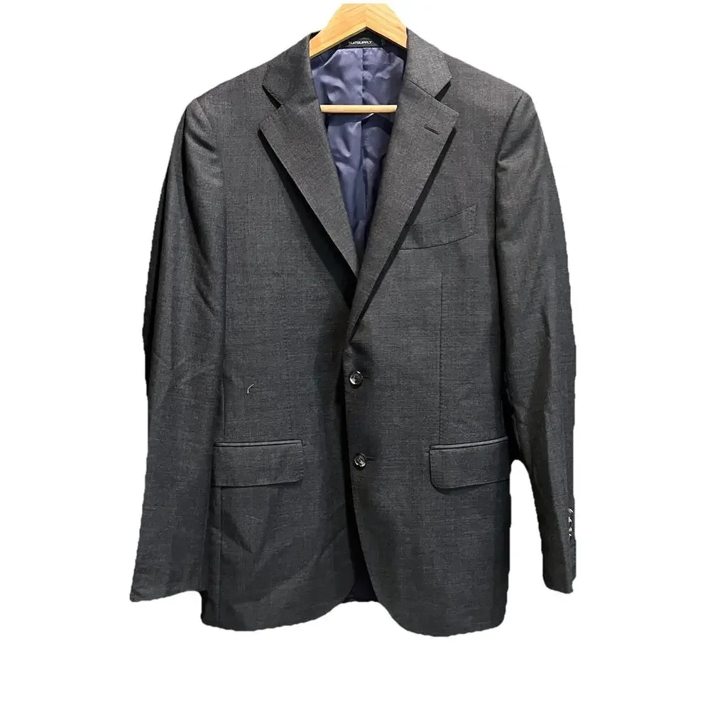 SuitSupply Gray Lazio Single Breasted Pure Wool S110 Slim‎ Cut Blazer Size 40L